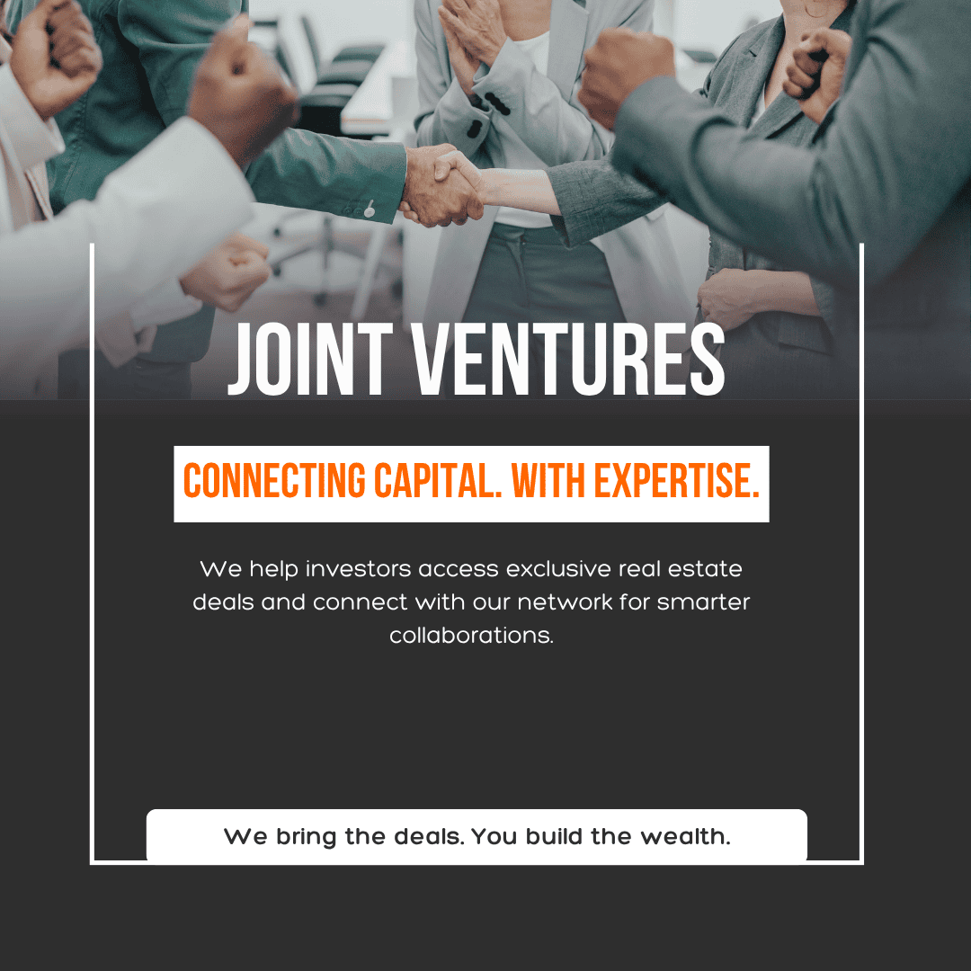 Handshake between business partners in a professional setting for real estate joint ventures.