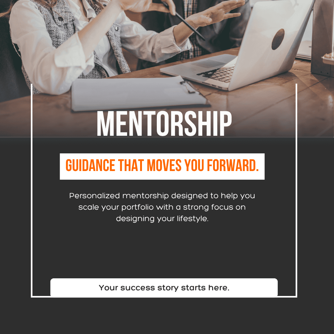 Personalized real estate investing mentorship for portfolio growth and lifestyle design.